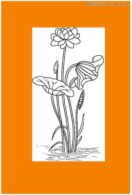 CorelDraw软件勾勒出荷花线条图片效果