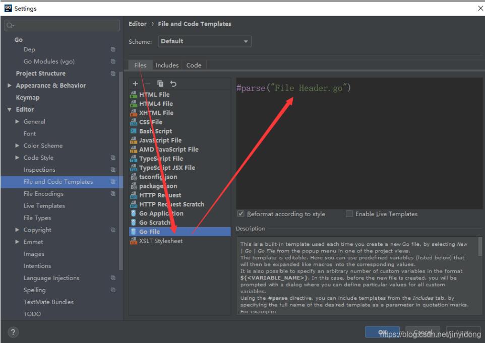 goland中文件头自动注释的操作