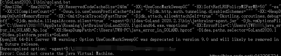 IdeaGo启动报错Failed to create JVM的问题解析