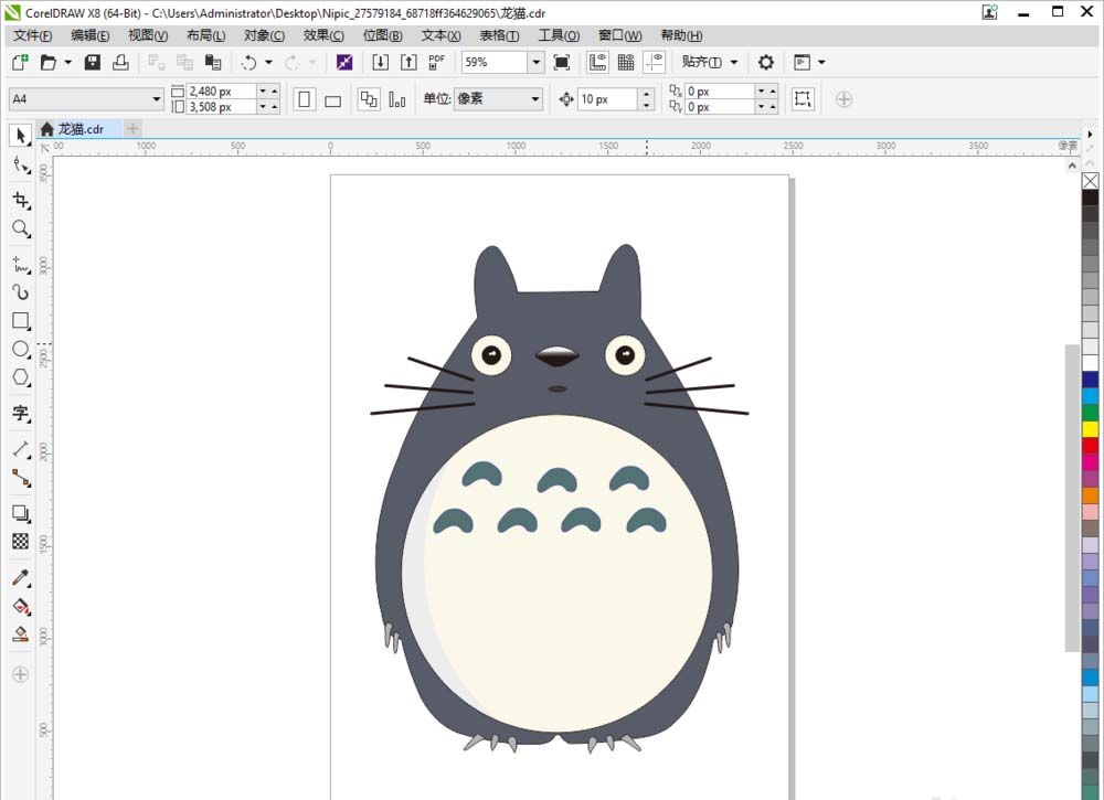 cdr手绘龙猫卡通图案? cdr龙猫画法