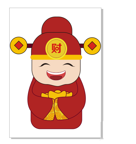 cdr怎么画财神矢量图? cdr设计Q版财神的教程