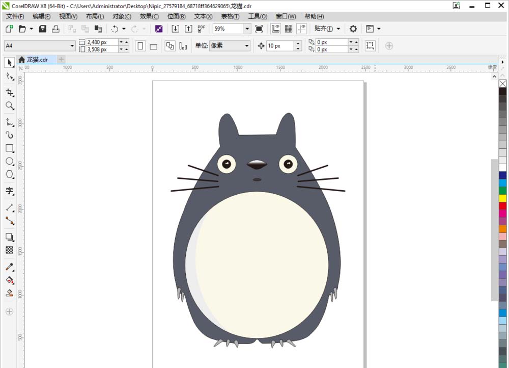 cdr手绘龙猫卡通图案? cdr龙猫画法