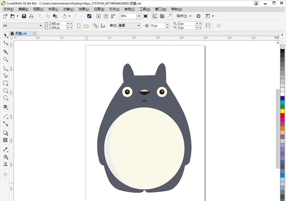 cdr手绘龙猫卡通图案? cdr龙猫画法
