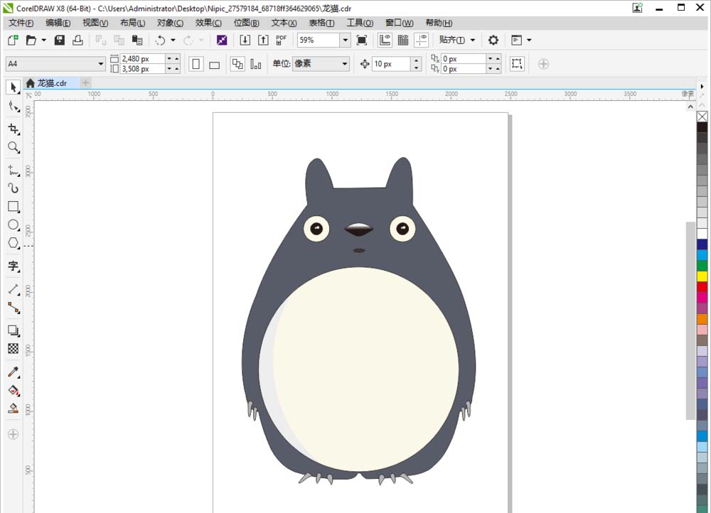 cdr手绘龙猫卡通图案? cdr龙猫画法