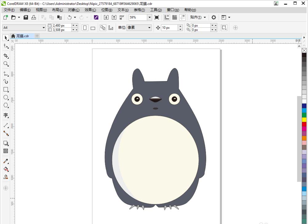 cdr手绘龙猫卡通图案? cdr龙猫画法