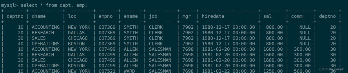 MySQL复合查询和内外连接的操作代码