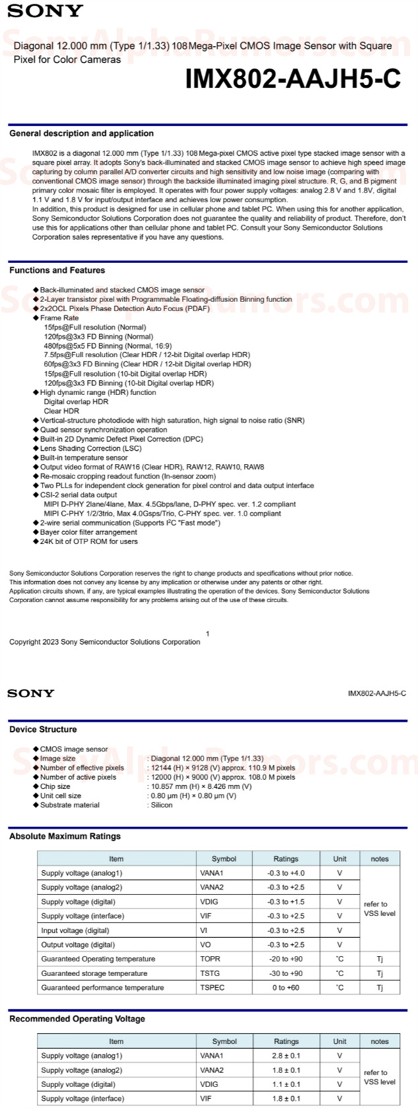 不让三星独美 索尼1亿像素传感器来了：可惜不是1英寸大底