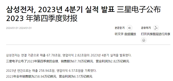 金融危机以来最低:三星2023年利润暴跌近85%!