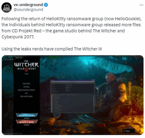 大小450G！《巫师3》《2077》等CDPR源代码被公开